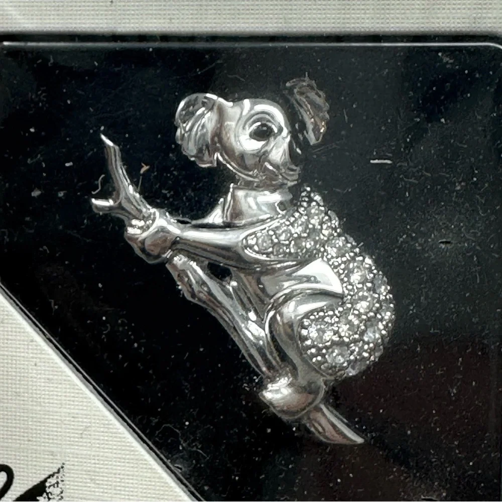 Swarovski Retired Crystal Koala Bear Silver Tone Brooch Pin Accessory Gift